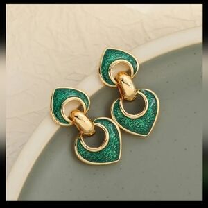 Metallic Green & Gold Earrings